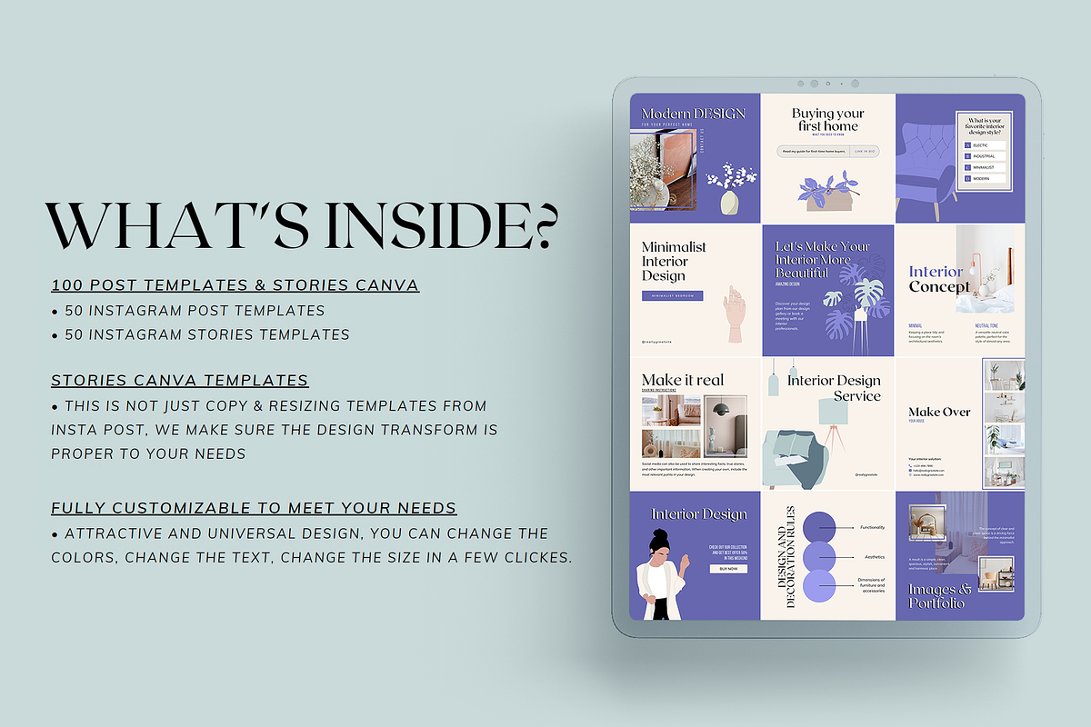 100 Instagram for Interior Designer, a Social Media Template by Lafnaeri