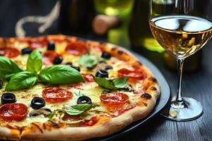 Indulging in a freshly baked pizza, a Photo by Pavel_design