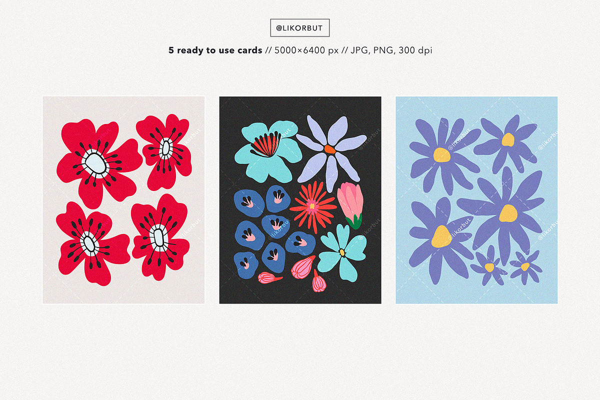 Abstract Modern Flowers Graphics, an Illustration by likorbut (Photo 5 of 7)