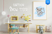Cartoon Snow Tiger. Tshirt, PNG., an Animal Illustration by KENO Mascots (Thumbnail 5 of 5)