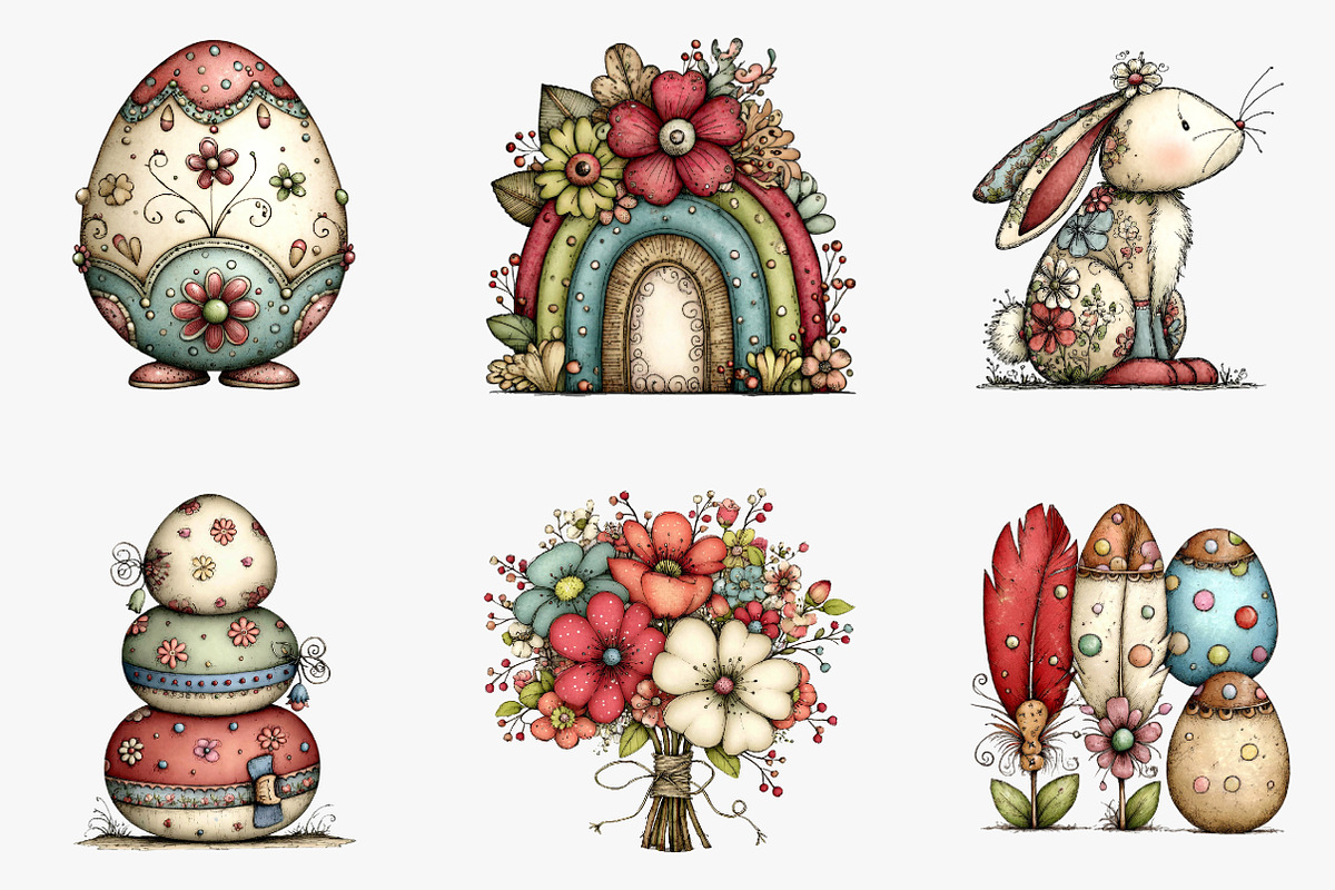 Boho Easter Elements Bundle, an Illustration by CreationArt (Photo 3 of 7)