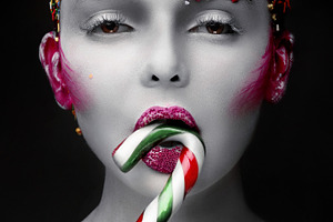 Fashion model with creative make-up sweet style