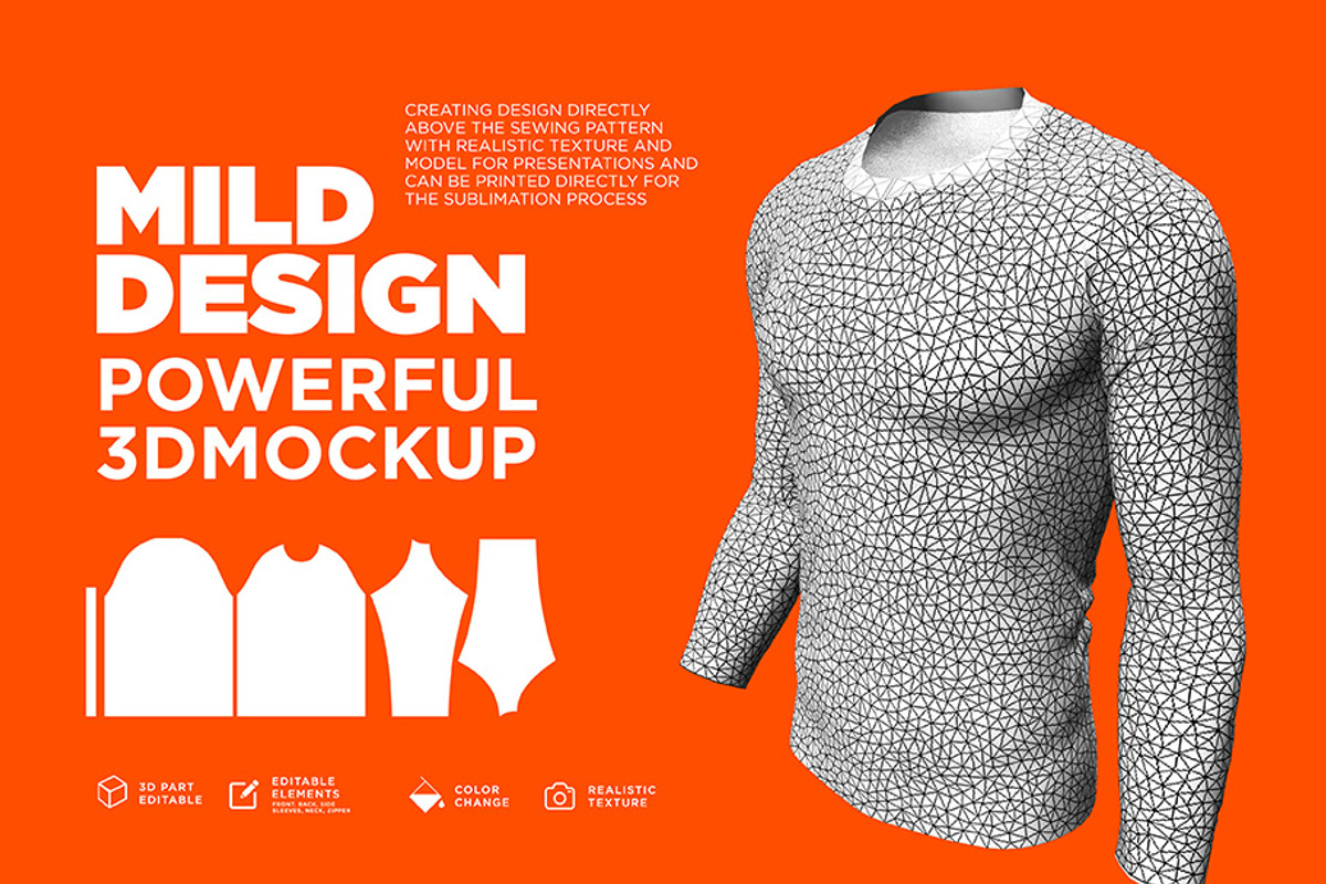 Raglan T-Shirt - 3D Mockup (Long), a Shirt Mockup by Mildstudio (Photo 3 of 7)