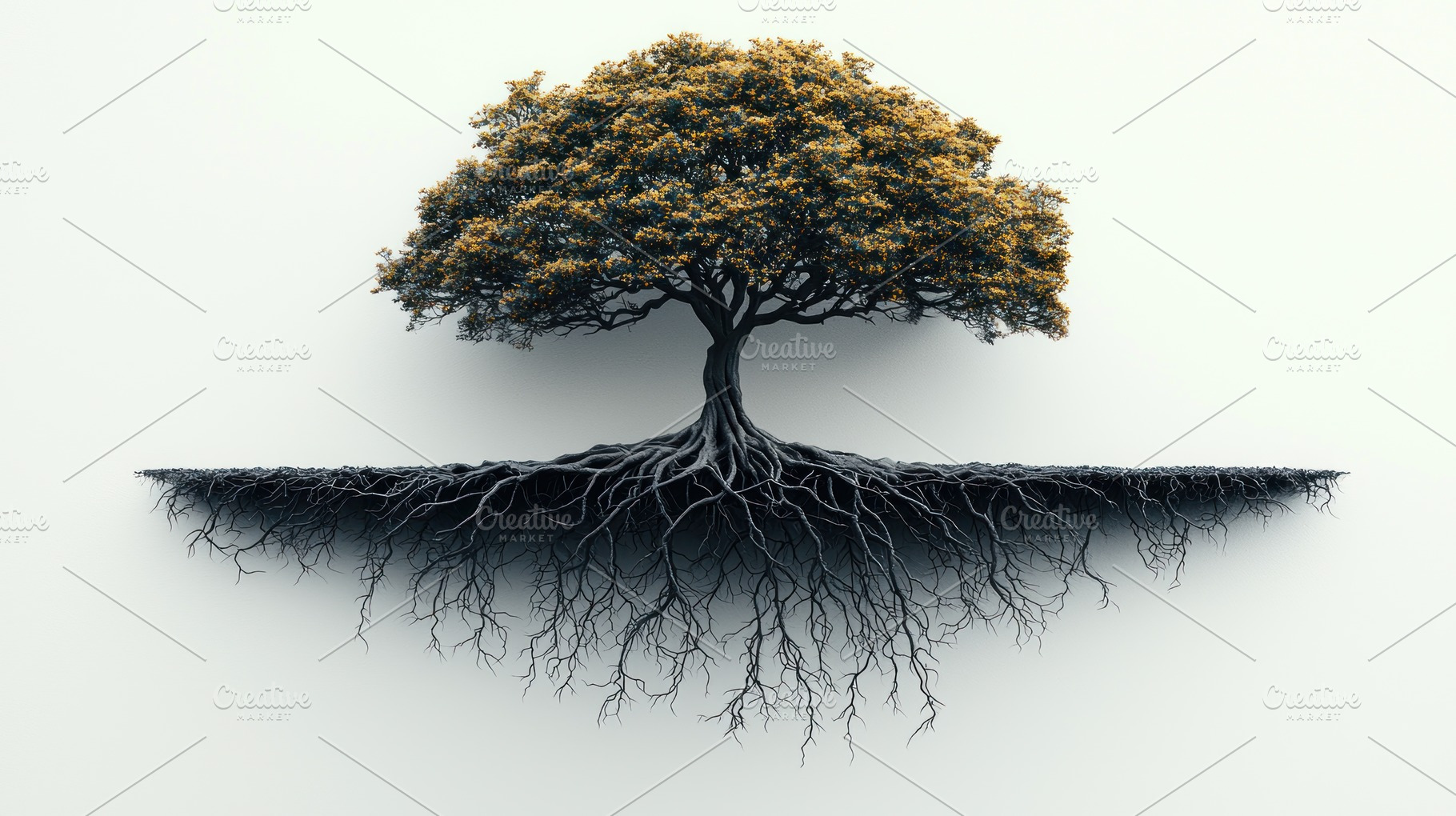 Floating tree with exposed sprawling roots isolated on light bac, a Nature Photo by José Manuel Gelpi