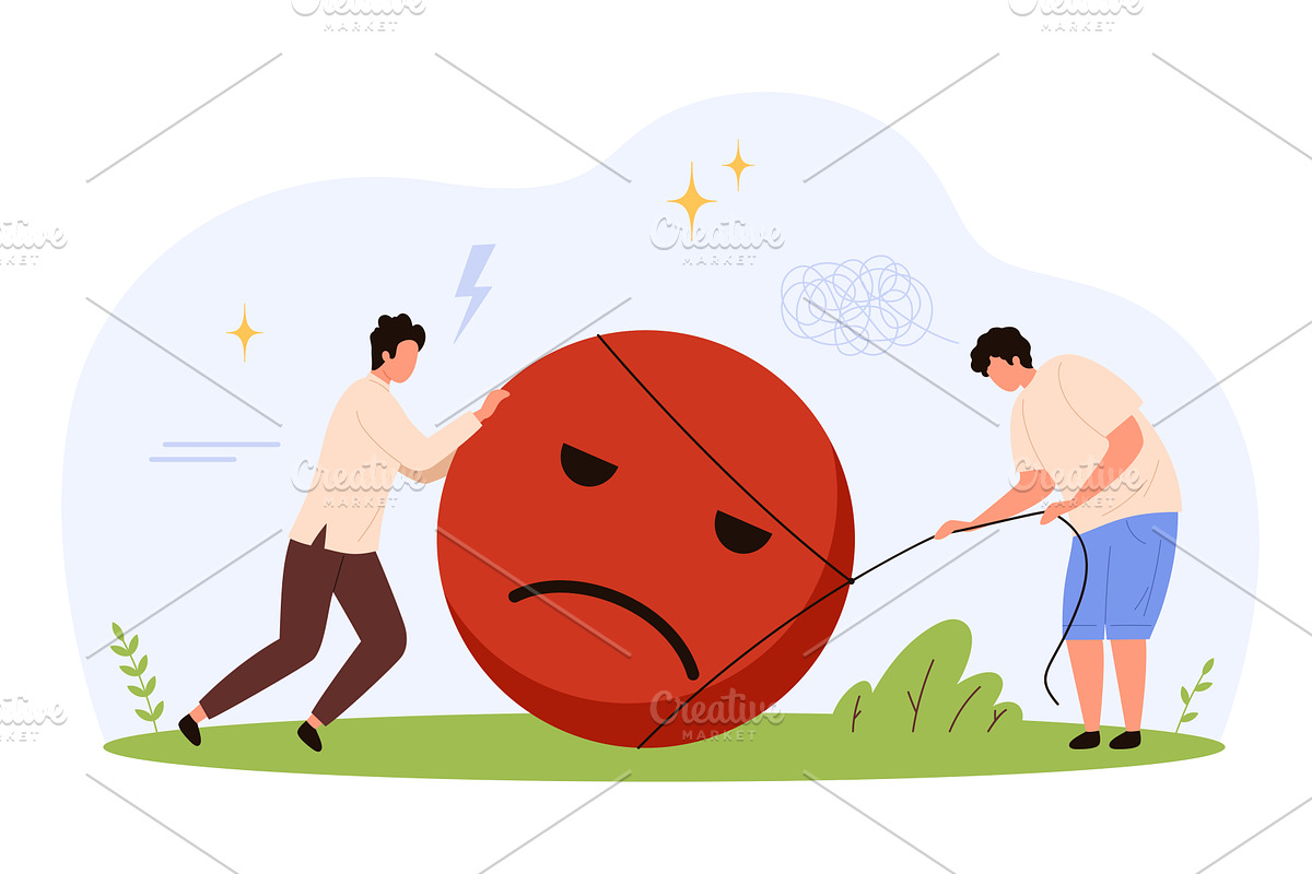 Struggling Heavy Negative Emotions, an Object Illustration by Flashvector