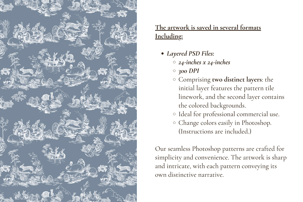 Easter Bunny Toile de Jouy Pattern, a Background Graphic by Hughes Studio (Photo 5 of 7)