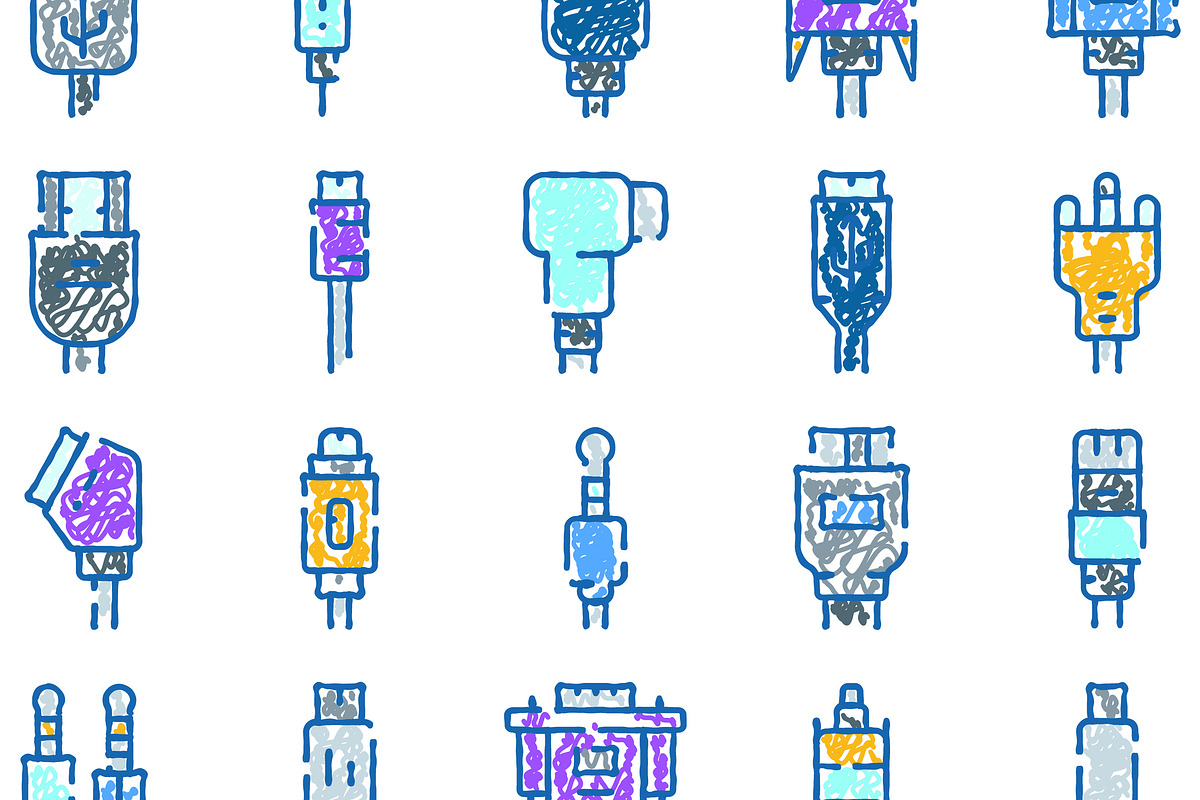Colorful doodle icons representing, an Object Graphic by pikepicture (Photo 3 of 3)