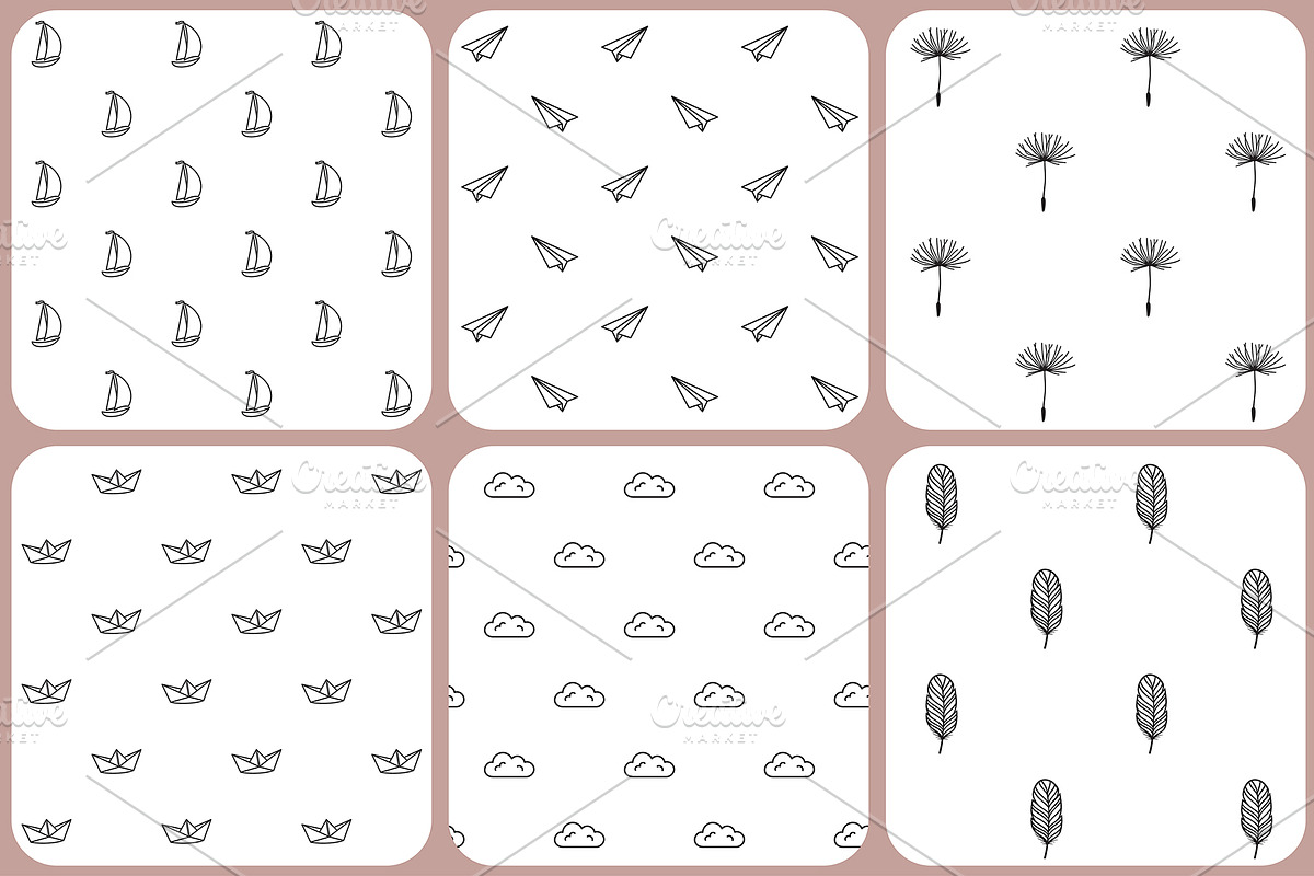 Minimalist vector seamless patterns, a Pattern Graphic by InkySplash (Photo 2 of 5)