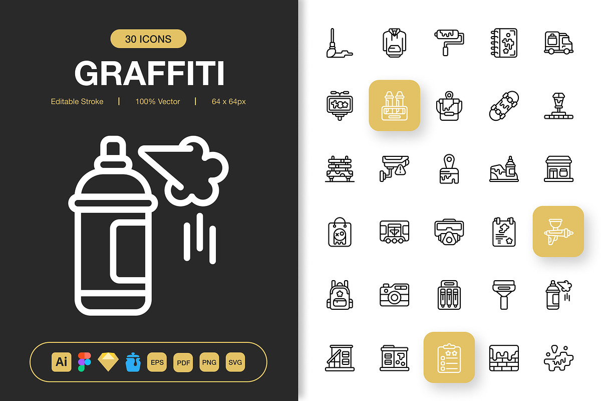 Graffiti Icons, an Outline Icon by Spacepixel Creative