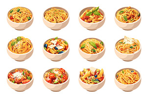 Set of cartoon plates with different, a Food Illustration by LadadikArt