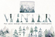 Watercolor winter forest., a Decorative Illustration by TaPilipa (Thumbnail 1 of 9)