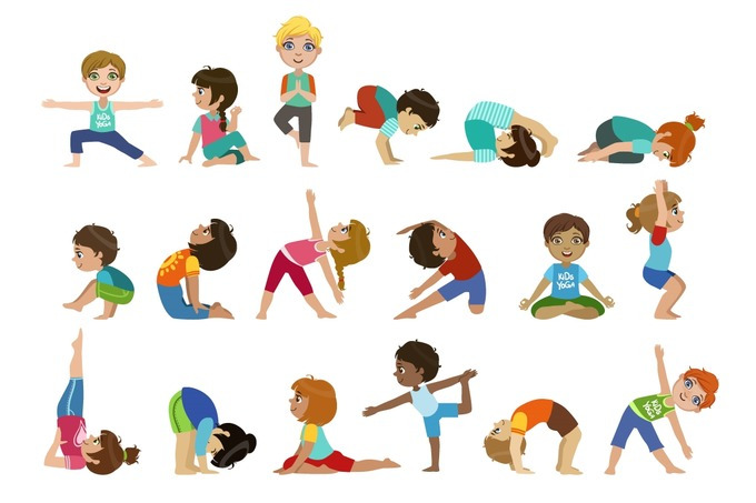 Little Girls Doing Yoga Set | Graphic Objects ~ Creative Market