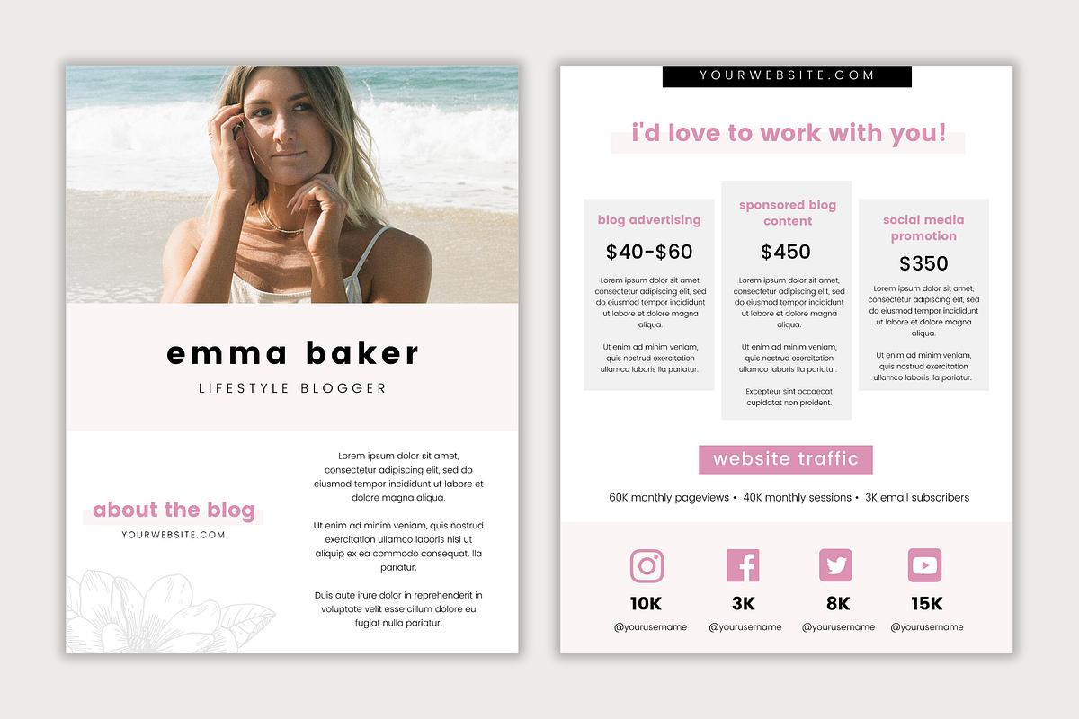 Influencer Media Press Kit, a Resume Template by thebrandcove (Photo 4 of 10)