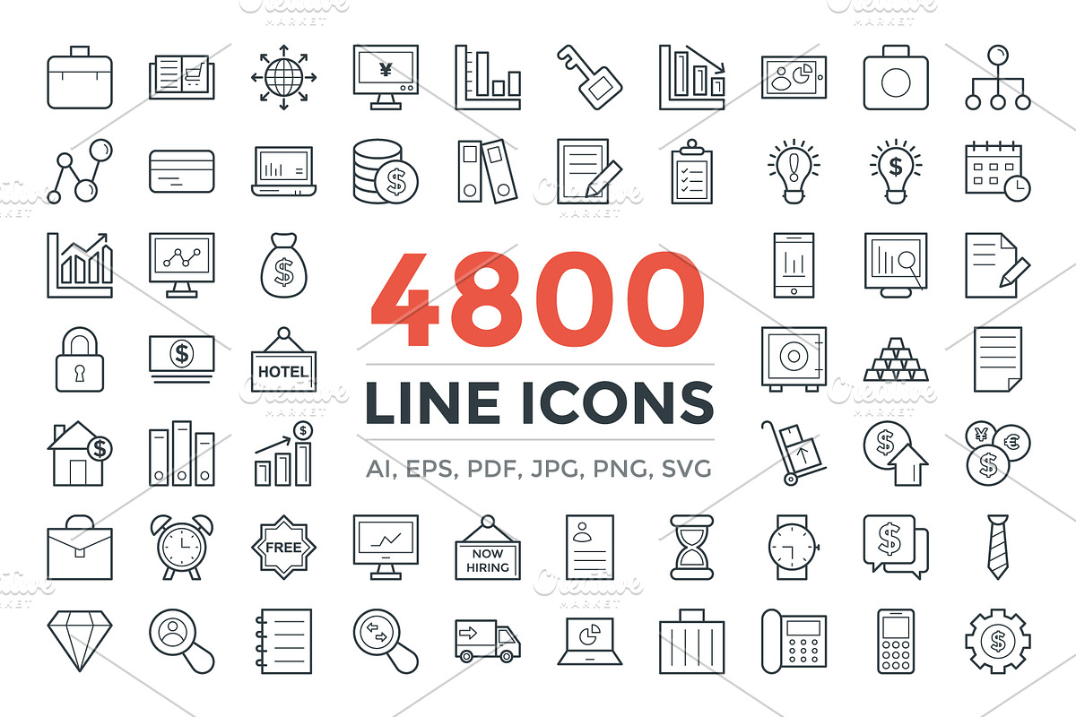 4800 Line Icons Pack, an Outline Icon by Vectors Market (Photo 1 of 20)