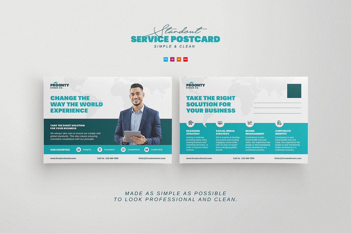 Business Postcard Template, a Card Template by Proonty