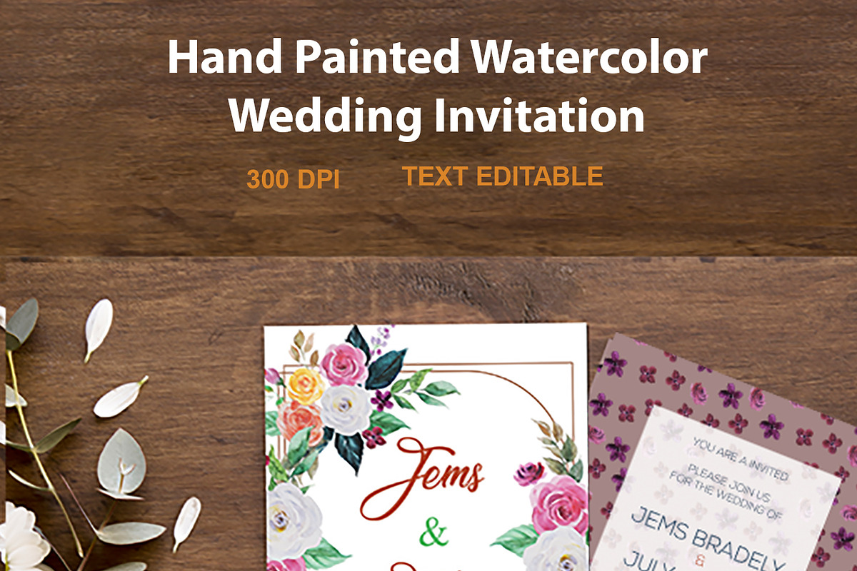 Wedding Watercolor Invitation card, an Illustration by Art Zooted (Photo 5 of 5)