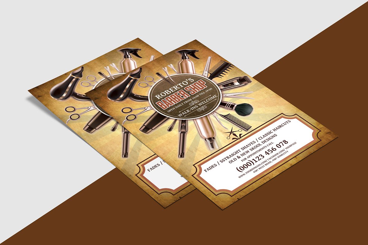 Barber Shop Flyer Template, a Flyer Template by Ultimate Template Shop (Photo 3 of 6)