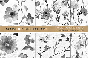 Wildflower Bliss Patterns Set 08, a Pattern Graphic by Maishop