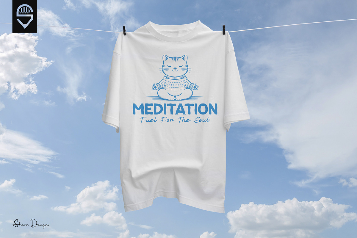 Cute Meditating Cat T-shirt Design, a Graphic by shaondesigns (Photo 3 of 6)