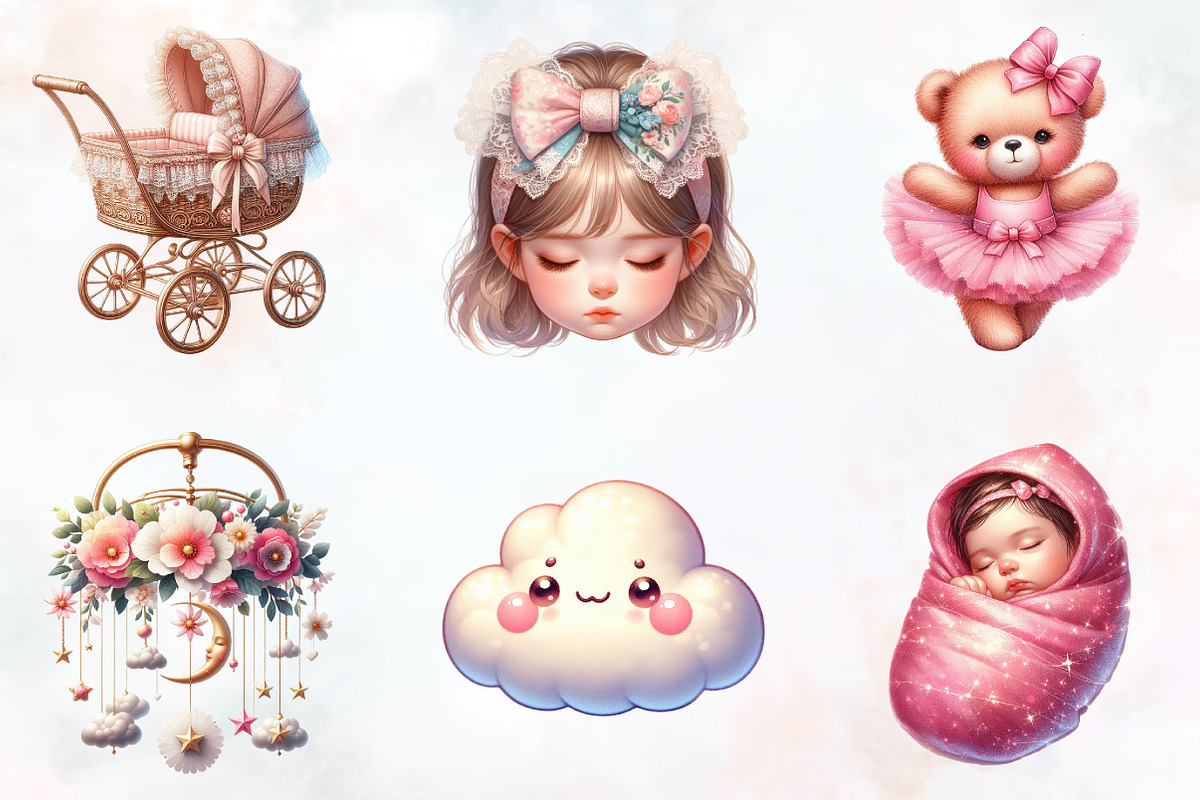 Pink Baby Girl Nursery ClipArt's, an Illustration by RobertsArt (Photo 2 of 7)