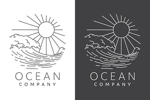 Ocean waves line art circular logo, a Branding & Logo Template by Saba Vector