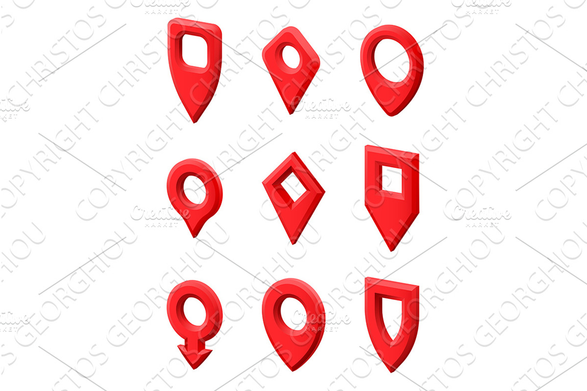 Map Pointer Location Icon Set, an Object Illustration by Christos Georghiou