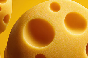 Holey cheese on yellow, a Photo by Beautiful things
