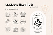 Line floral logo kit. Organic labels, a Branding & Logo Template by Kate Macate (Thumbnail 1 of 13)