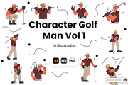 Golf Man Character Vol 1, a Sport Illustration by SLAB! Design (Thumbnail 1 of 3)