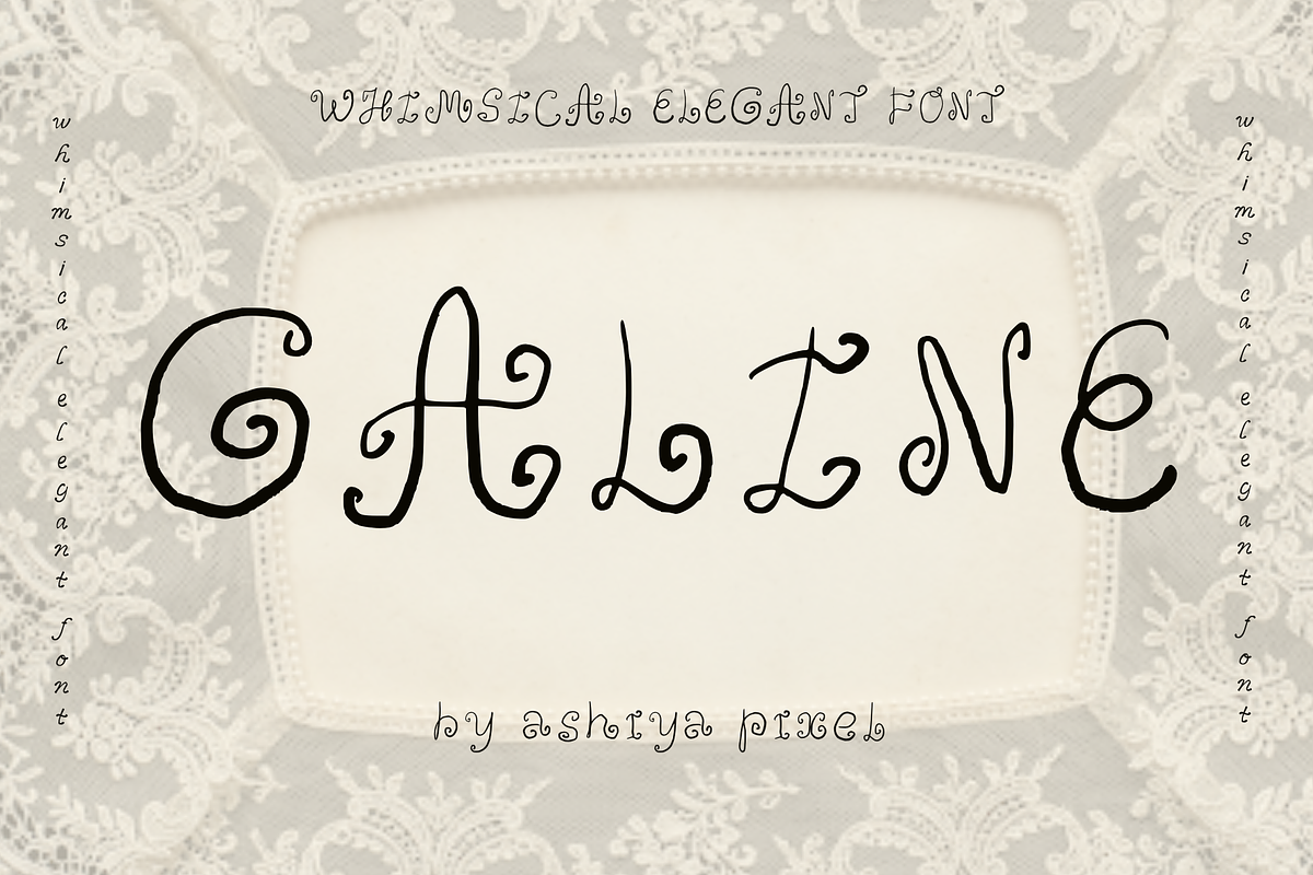 Galine - whimsy magical swirl font, a Handwritten Font by Ashiya Pixel (Photo 1 of 7)