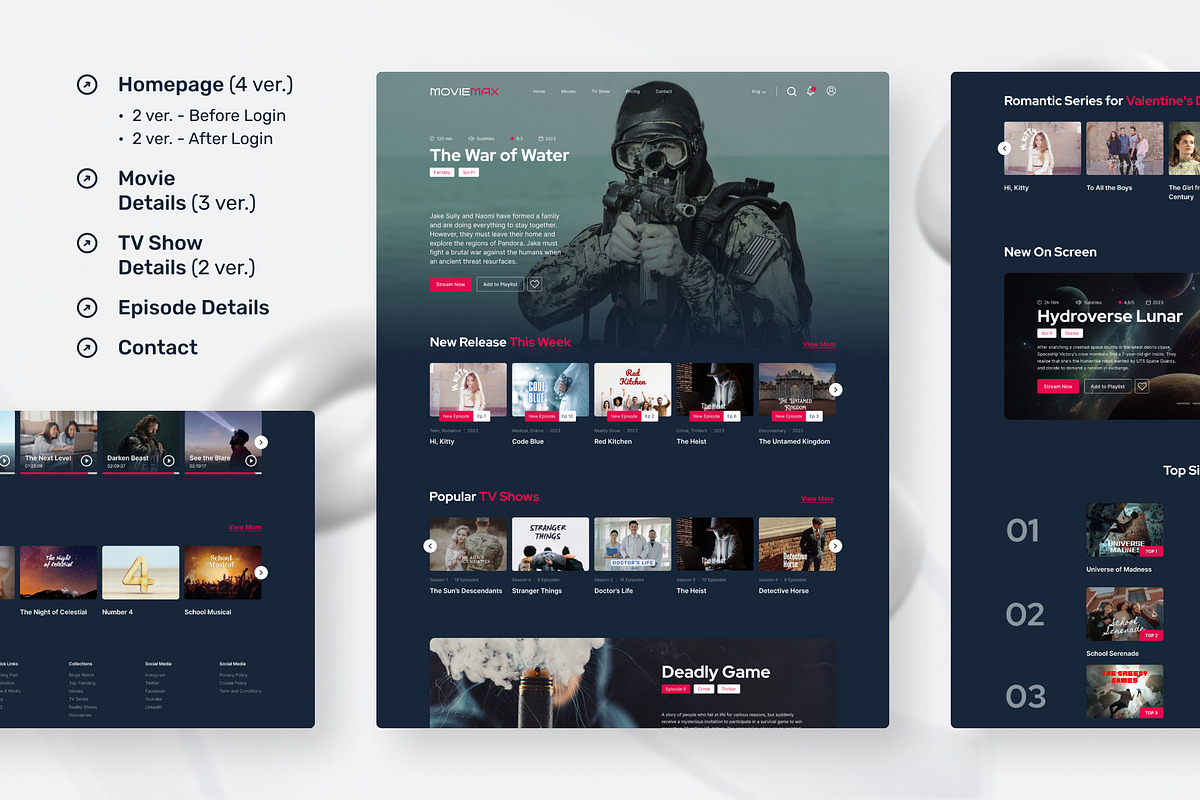 Movies & TV Shows Streaming Website, an UI Kit Template by peterdraw (Photo 5 of 9)