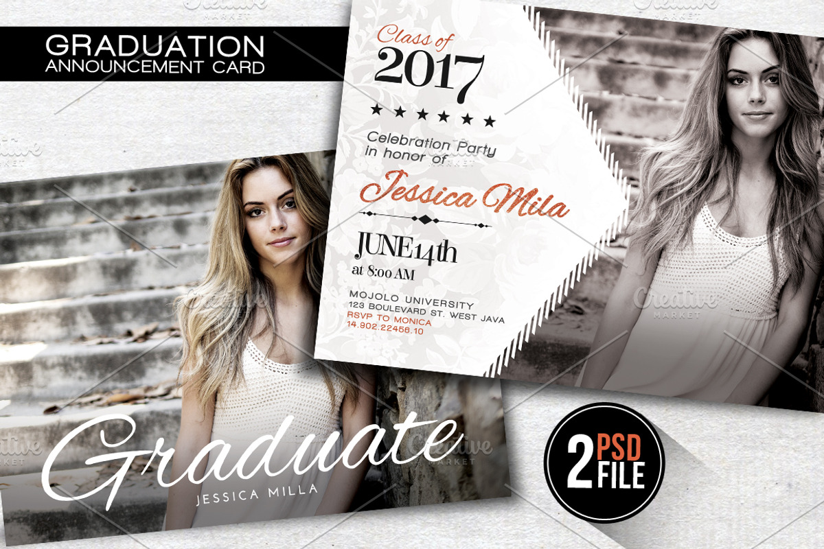 Graduation Announcement Card, a Card Template by AyumaDesign