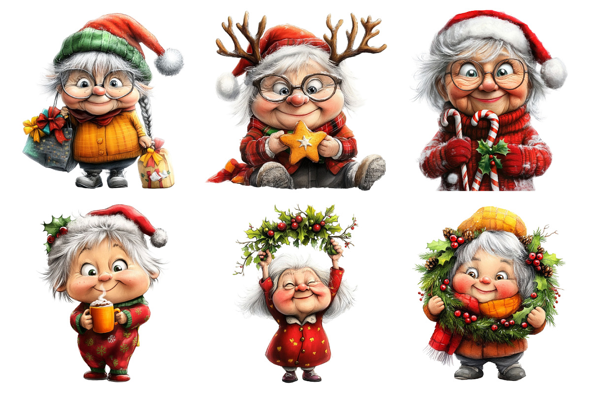 Whimsical Christmas Grandma Clipart, an Illustration by Daily.Designs (Photo 5 of 5)
