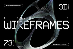 3D Chrome Wireframes - 73 Shapes