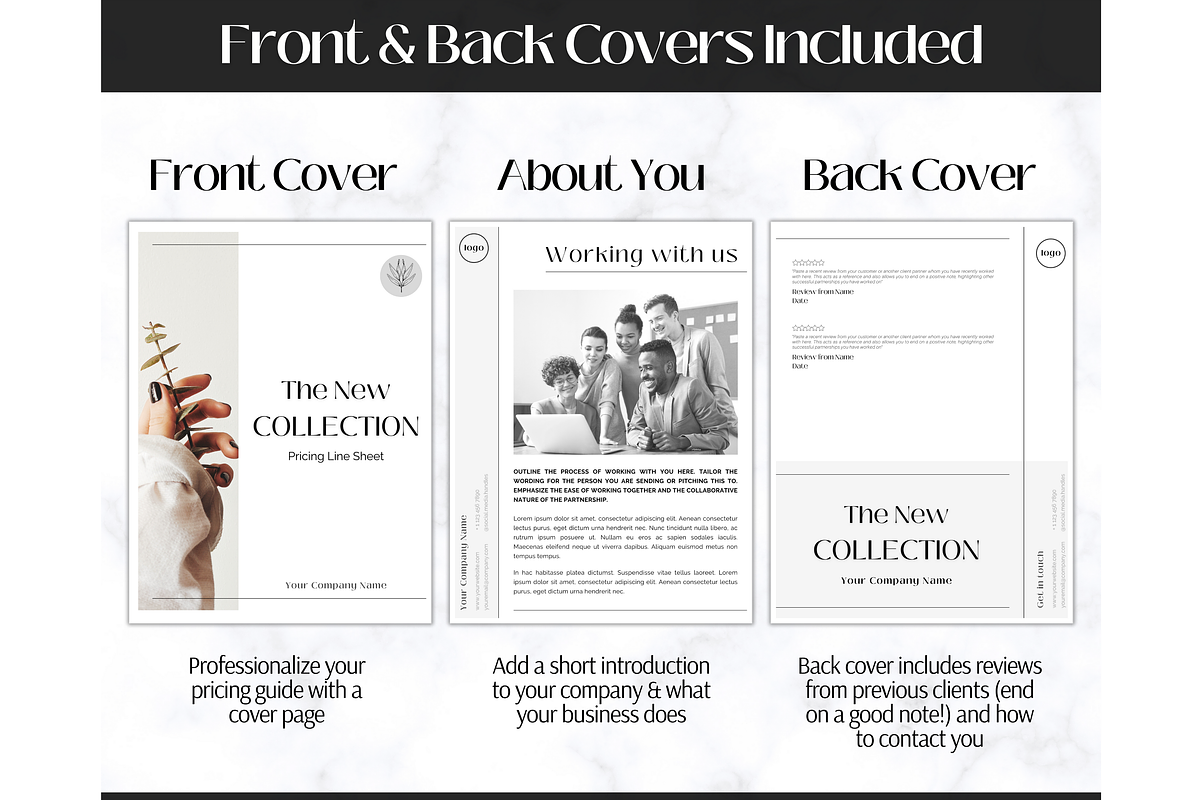 Line Sheet Template Wholesale BUNDLE - Monochrome