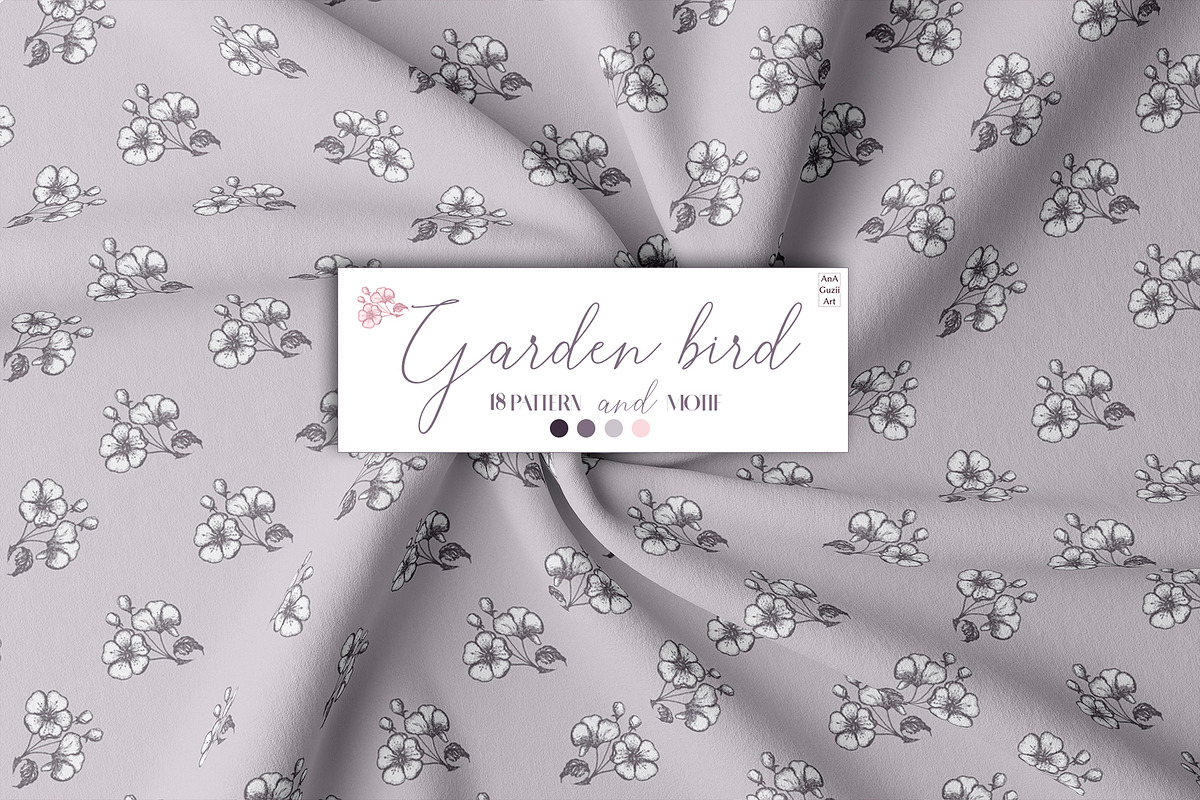 Garden bird. Pattern and motifs., a Pattern Graphic by AnaGuziiArt (Photo 13 of 15)