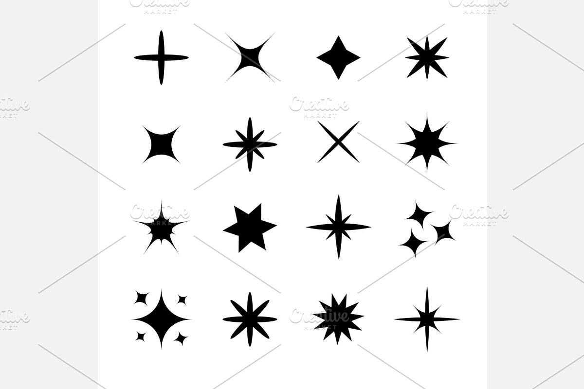Stars Sparkles sign symbol set White, a Decorative Illustration by Worldofvector