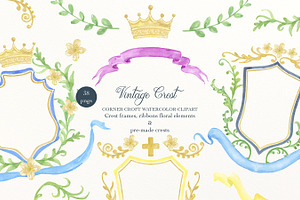 Watercolor Vintage Crest Collection