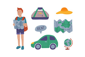 Travel and Vacation with Man, an Object Illustration by TopVectors