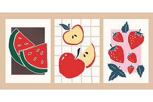 Modern fruit poster collection, a Food Illustration by art PVP - market