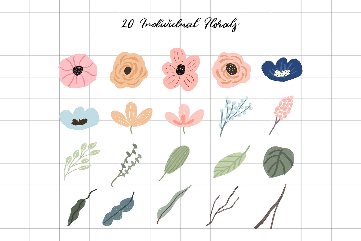 Sophia - Floral Graphic Set, a Decorative Illustration by wulano (Photo 2 of 7)