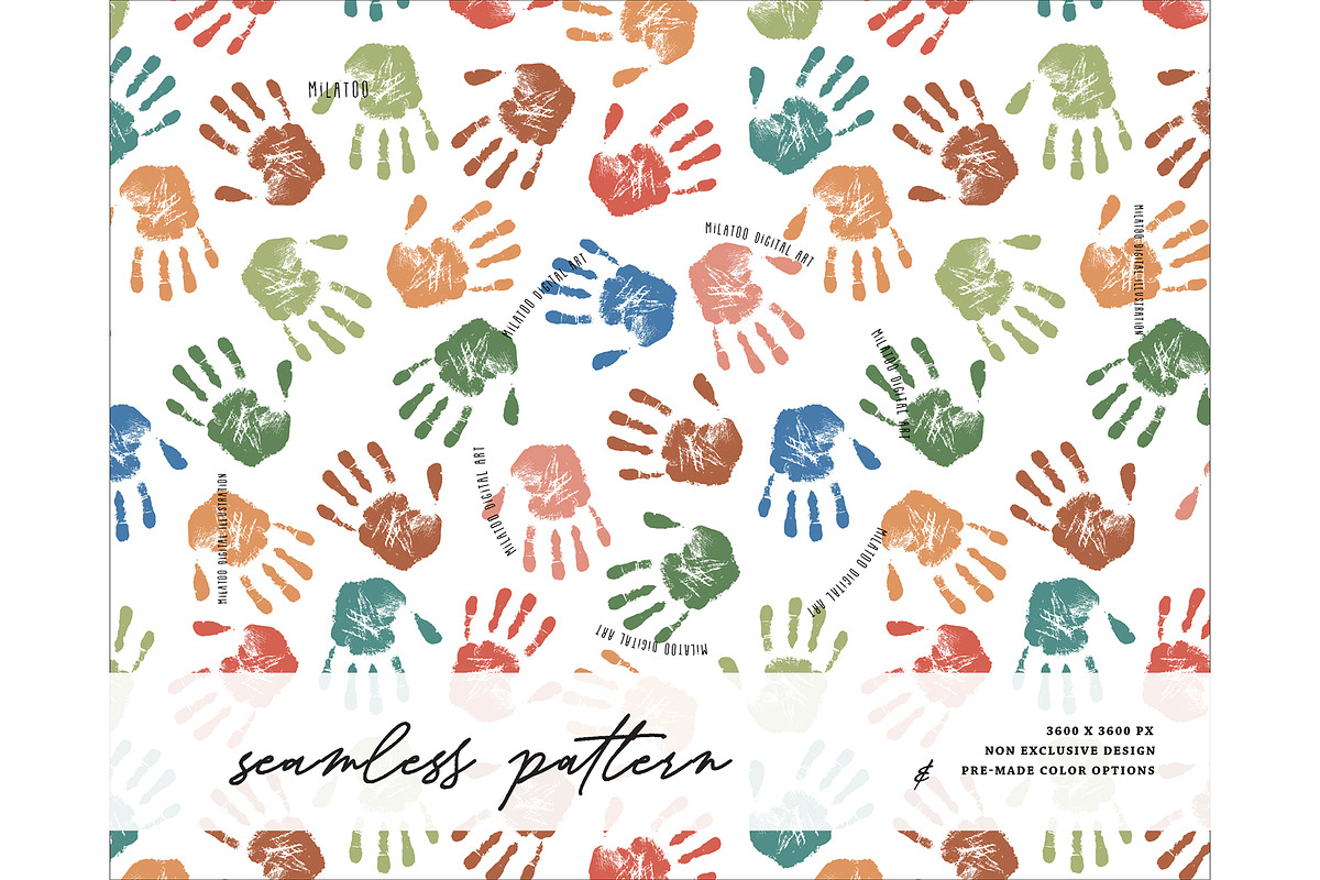 Messy DIY HandPrints Kids pattern, a Pattern Graphic by Milatoo (Photo 1 of 4)
