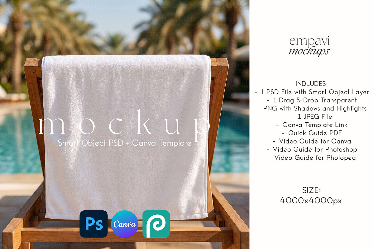 Beach Towel Mockup, a Merchandise Mockup by EmpaviMockups (Photo 1 of 6)