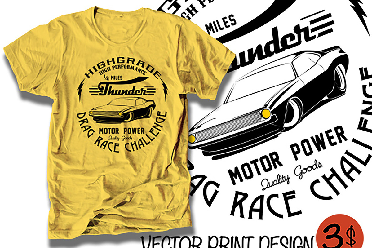 vector muscle car print, an Education Illustration by swsctn