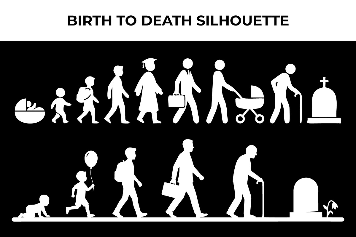 Birth To Death Silhouette Vector, a Person Illustration by nandinigraphics (Photo 2 of 3)