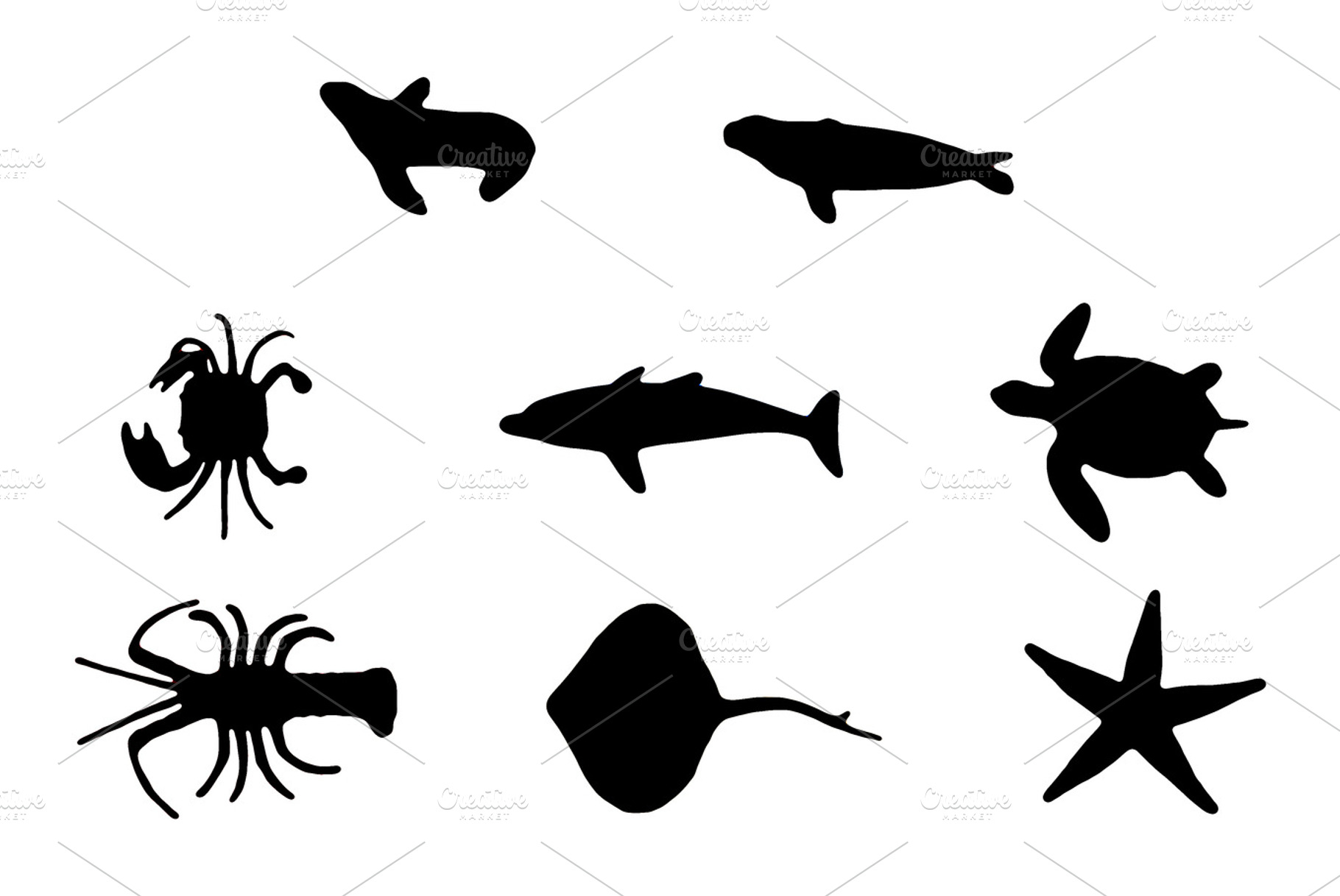 Sea animals silhouettes 1 containing animals, big, and colors, an Animal Photo by mmeida