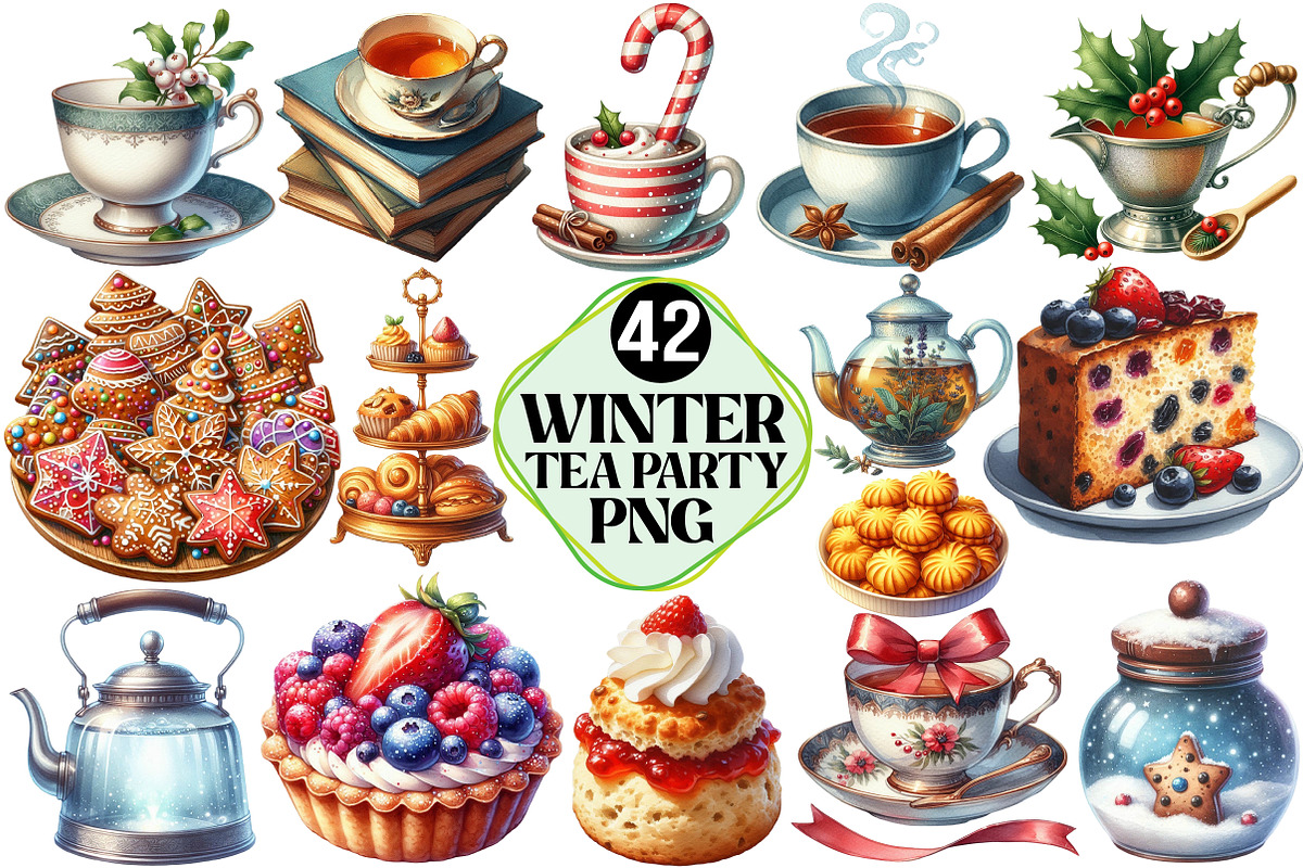 Winter Tea Party Clipart, an Illustration by Pixels.Craft (Photo 1 of 7)