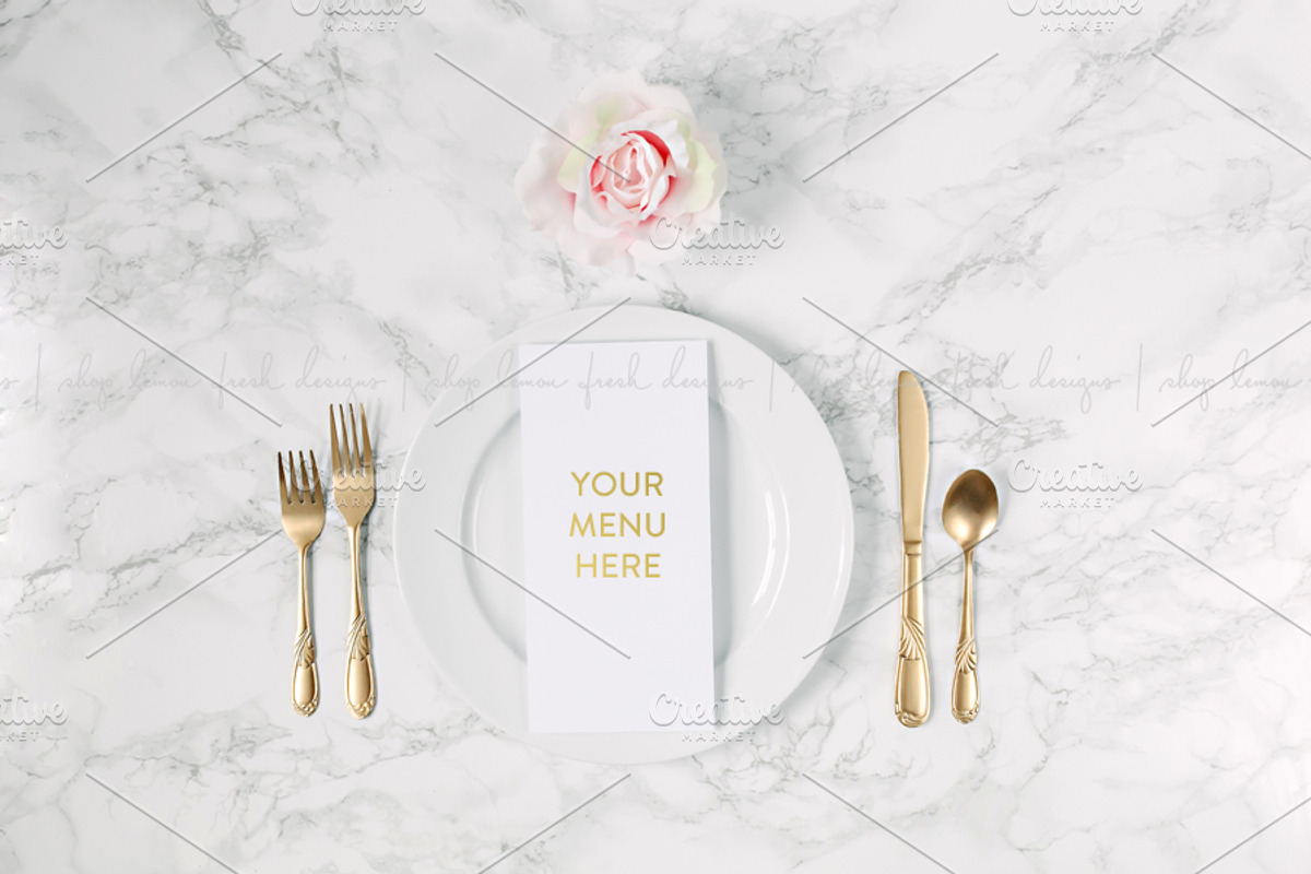 Black & White Menu Placement Image, a Product Mockup by White Turquoise Co. (Photo 2 of 2)
