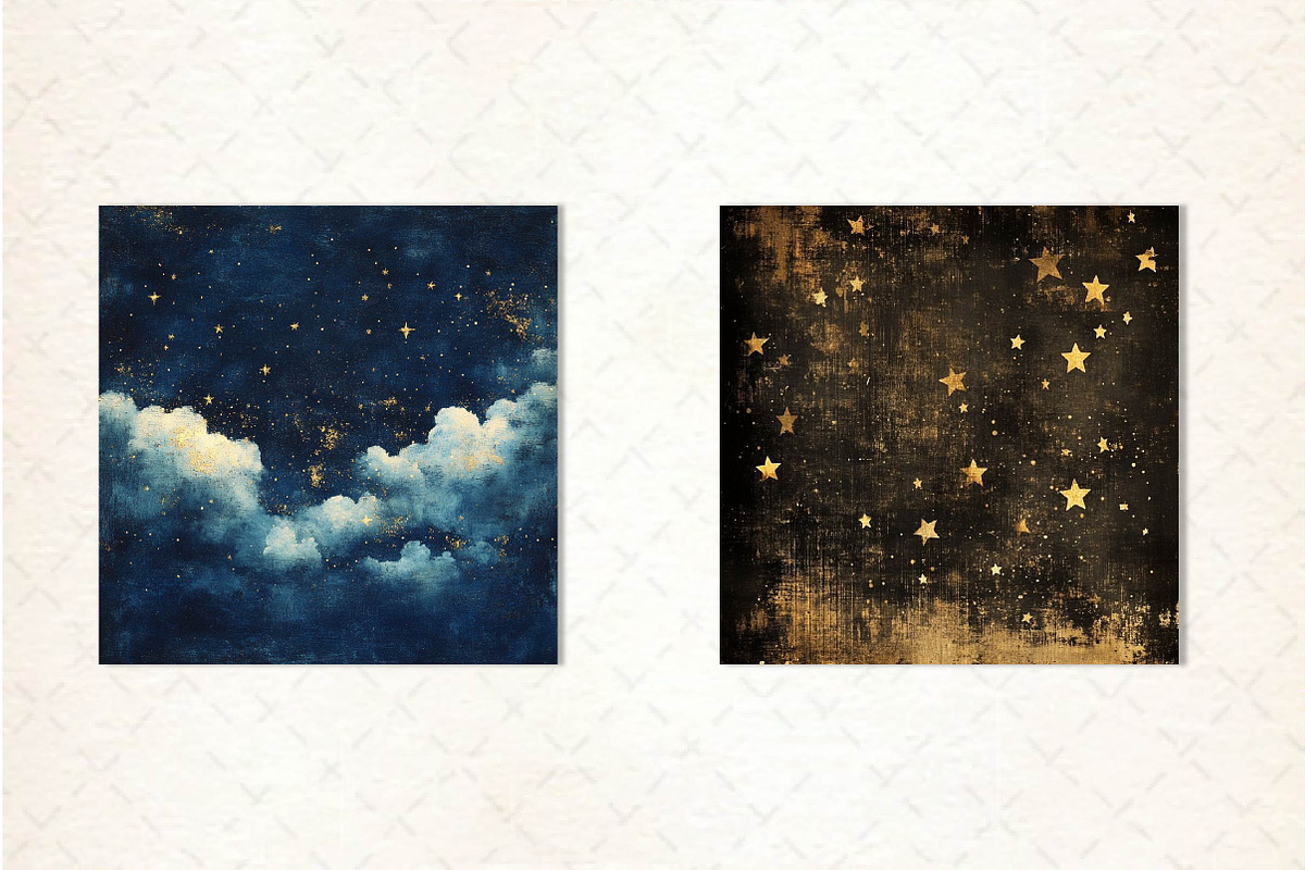 Gold Starry Grunge Digital Paper, an Illustration by CreationArt (Photo 5 of 5)
