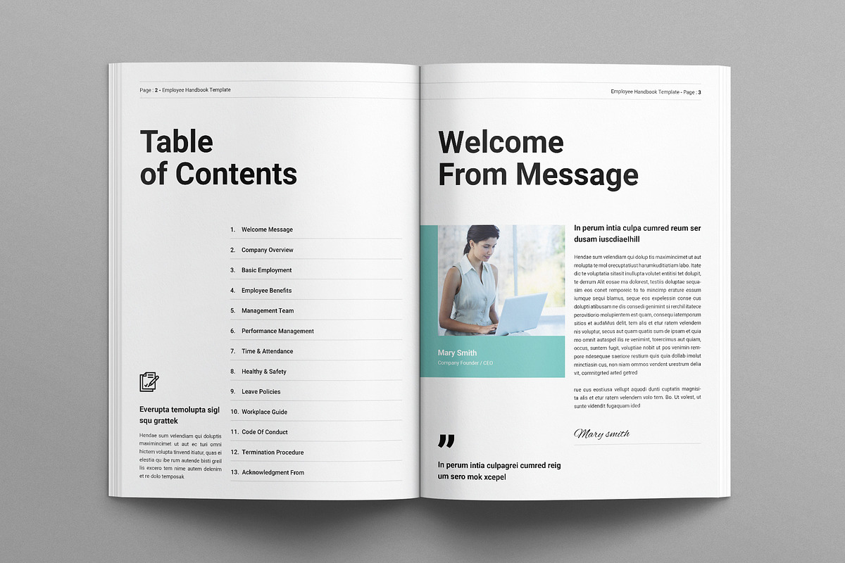 Employee Handbook Template, a Brochure Template by E-Type (Photo 2 of 7)